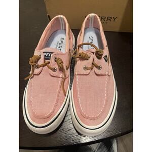 NIB PINK SPERRY TOPSIDER BAHAMA II SHIRT/RED MEN 8 WOMEN 9 1/2 SM MARKS FLOOR MO